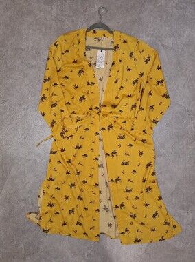 Melrose and Market Yellow Floral Longline Duster With Tie Waist 2XL